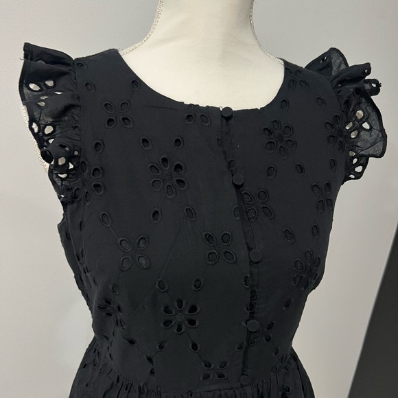 Black Smocked Ruffled Midi Sundress - Picture 2 of 16